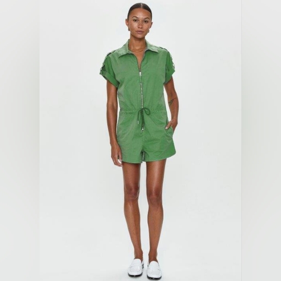 Pistola Meg Short Sleeve Zip Front Jumpsuit. Avocado Color Size M - Picture 7 of 16